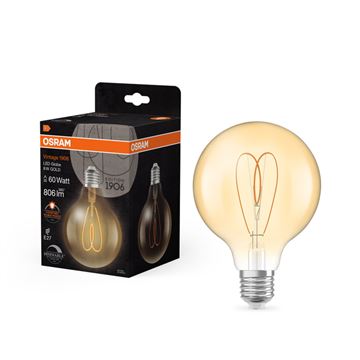 OSRAM Vintage 1906 CRI90 Globe 95 Hjerte Gold DIM 8W=60W 922 E27